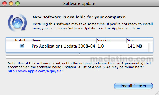 Pro Applications Update 2008-03 para Final Cut Studio, Final Cut Server y Logic Studio 9