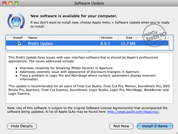 Pro Applications Update 2008-03 para Final Cut Studio, Final Cut Server y Logic Studio 2