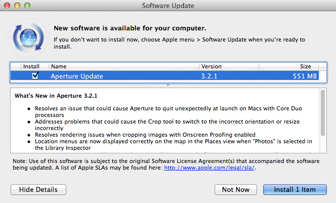 Actualización de Aperture, versión 3.1.3 9