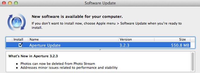 Actualización de Aperture, versión 3.1.3 5