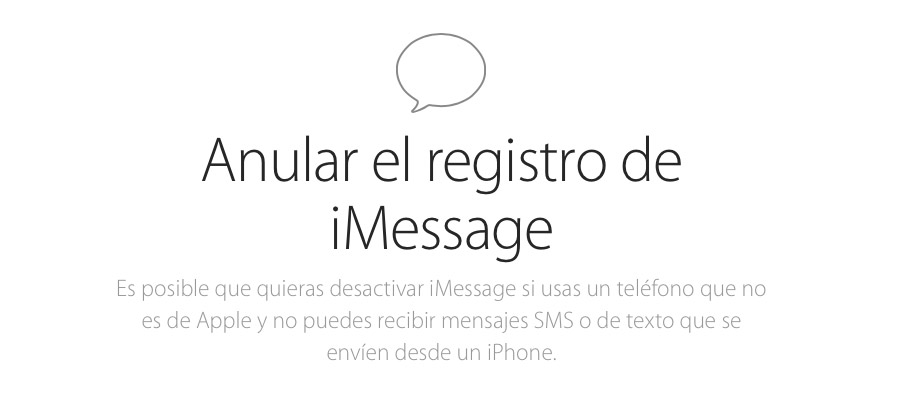 Anular registro de iMessage
