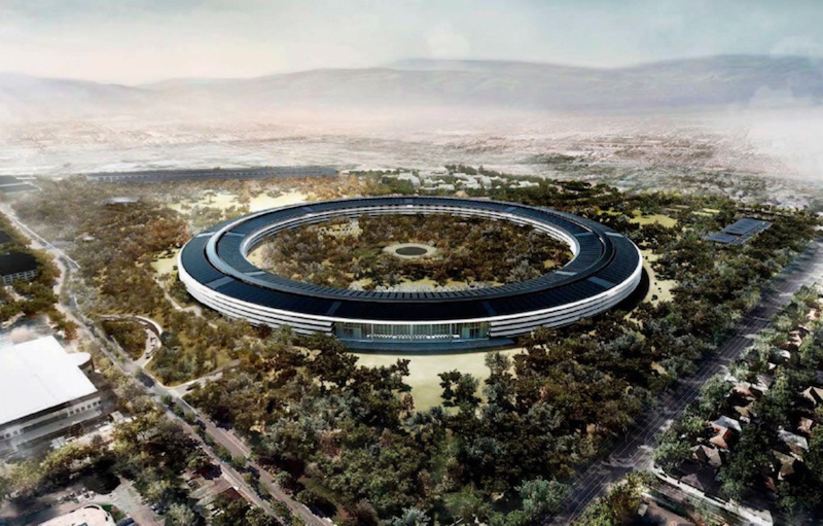 Dron capta imágenes de la construcción del nuevo campus de Apple 2